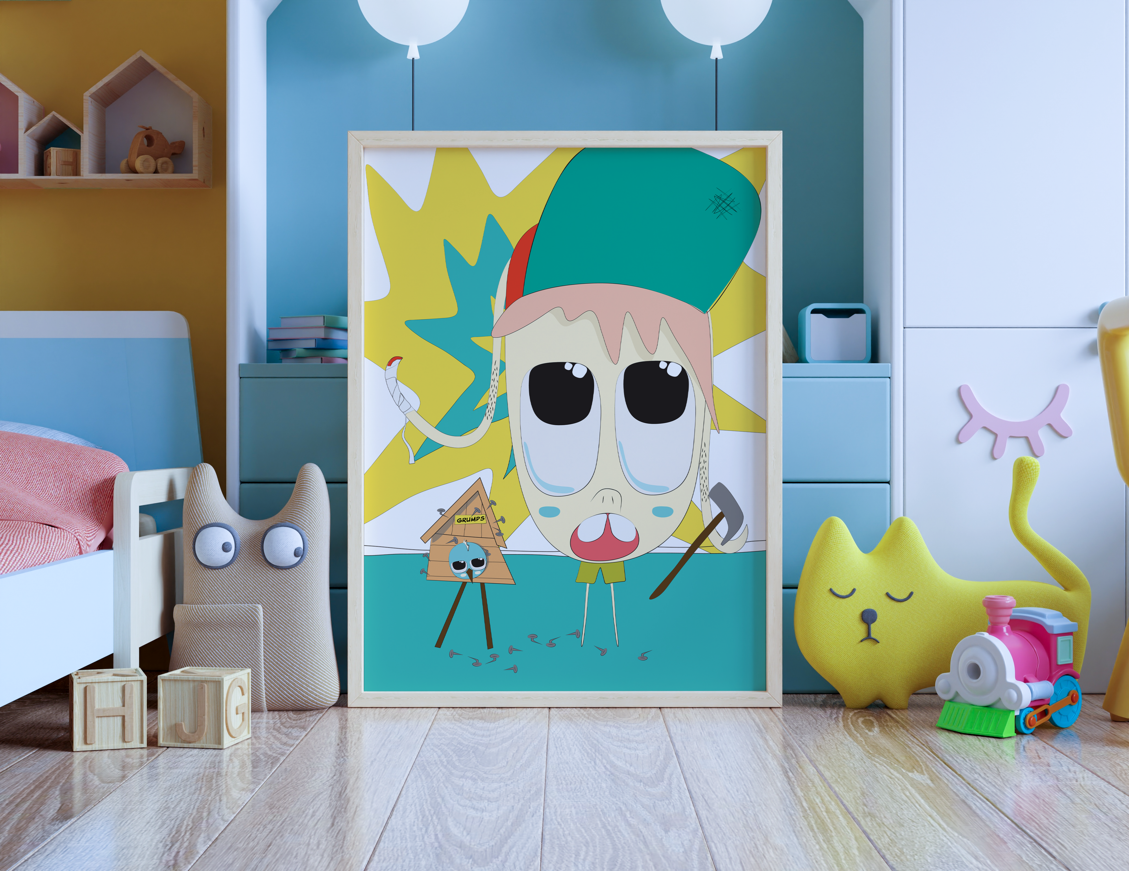 Eddie Grumps DIY Printable Wall Art, Kids Bedroom & Playroom/ Digital Download
